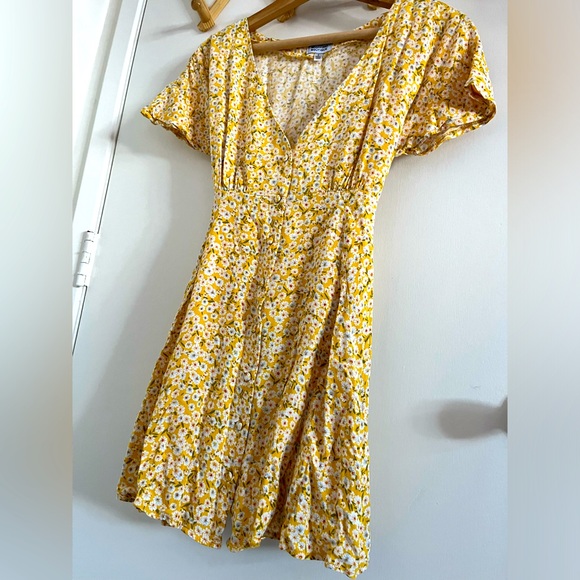 Yellow Floral Mini Dress - Picture 3 of 5
